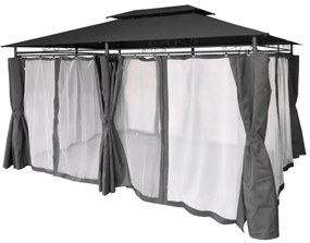 Záhradný pavilón 3x4 m - sivý so záclonami