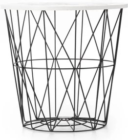 Konferenčný stolík HARISSA 41x42 cm čierna/biely dekor mramoru