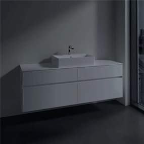 VILLEROY &amp; BOCH Collaro závesná skrinka pod umývadlo na dosku (umývadlo v strede), 4 zásuvky, 1600 x 500 x 548 mm, Glossy White, C13400DH