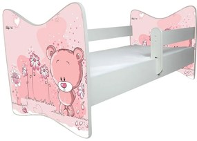 BabyBoo Dětská postieľka Medvedik STYDLÍN růžový - 120x60cm, D19 140x70
