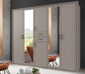 Šatníková skriňa so zrkadlami Düsseldorf, 225 cm, šedá sahara