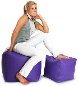 EF1035 Ecopuf Taburetka - CUBE - S ekokoža E7 - Fialová