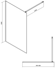 Cersanit Mille, sprchová zástena typu Walk-In 90x200 cm, 8mm číre sklo, chrómový profil, SS161-006