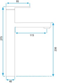 Rea Pixel, vysoká umývadlová batéria h-275, čierna matná, REA-B6214