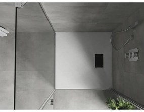 Mexen Hugo, štvorcová sprchová vanička SMC 80 x 80 cm, biela, čierna krytka, 42108080-B