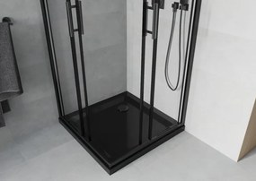 Mexen Rio, štvorcový sprchový kút 80 x 80 cm, 6mm číre sklo, čierny profil + čierna sprchová vanička, 860-080-080-70-00-4070B