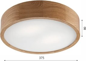 Brilagi - LED RGBW stmievateľné stropné svietidlo CARVALHO, 2×E27 / 15 W / 230 V, Wi‑Fi, dub, priemer 37,5 cm