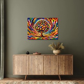 Sklenený obraz – Farebný strom s jablkami (70x50 cm)
