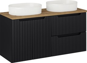 Comad Kúpeľňová skrinka s doskovými umývadlami set Nova Black 120 čierna/dub coast evoke