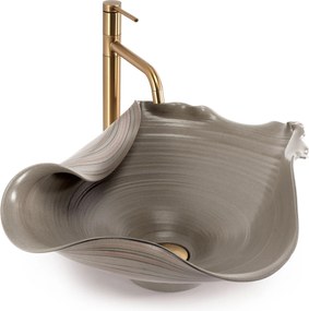 Rea Handmade Art, keramické umývadlo na dosku 530x380x220 mm, béžová-hnedá, REA-U6327