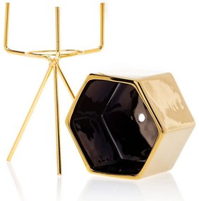 KERAMICKÝ KVETINÁČ SO STOJANOM SASHI 18X10 CM ZLATÁ