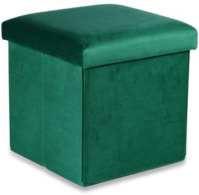 Zelený skladací taburet CUBEXO VELVET M