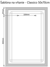 LED zrkadlo Classico 50x70cm teplá biela - dotykový spínač