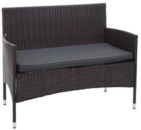 Záhradná súprava 2 kresiel, pohovky a stolíka HWC-F55 - hnedá, vankúše tmavosivá