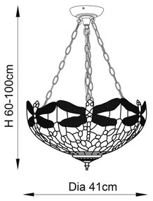 Endon 64075 - Luster na reťazi Tiffany DRAGONFLY 3xE27/60W/230V pr. 41 cm