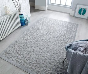 Flair Rugs, Kusový koberec Piatto Argento Silver – na von aj na doma, 80x150, šedá, chodba / predsieň