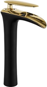 Mexen Lyra vysoká umývadlová batéria, čierna-zlatá, 745310-75