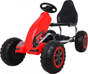 Ramiz Veľká silná detská motokára s pedálmi Červená + 100 kg záťaž + EVA kolesá + Ručná brzda + Športové sedadlo