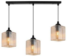 Závesné svietidlo Riffle Square, 3x medové sklenené tienidlo, b