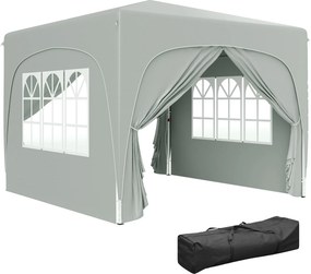 Outsunny Altánok 3x3m, vodeodolný, stabilný, zimný skladací altánok, UV ochrana 50+, skladací párty stan s 4 bočnými panelmi a taškou na prenášanie, a