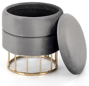 Taburet MINTY pr. 37 cm šedá/zlatá