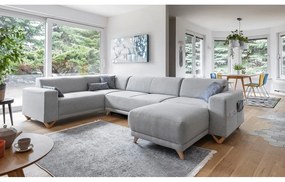 Svetlosivá rozkladacia/s úložným priestorom rohová pohovka (ľavý roh/do tvaru "U") Classy Sophie – Miuform