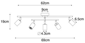 Moderné bodové svetlo čierne 5-žiarovkové - Facil