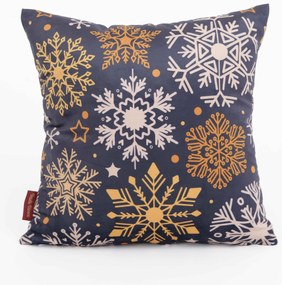Vianočná obliečka na vankúš Velvet 40 × 40 cm - Mrazivé vločky modré