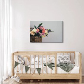 Obraz košíka s kvetinami (90x60 cm)