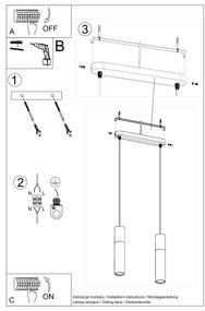 Závesné svietidlo Borgio, 2x betónové/čierne kovové tienidlo