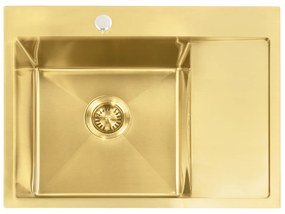 Rea Fin, 1-komorový oceľový drez 620x480x185 mm, zlatá matná, ZLE-06013