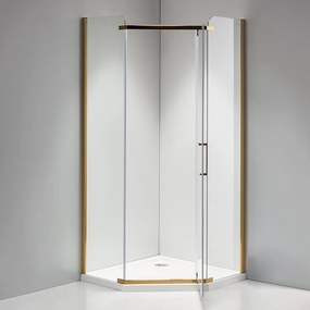 BPS-koupelny Päťuholníkový sprchový kút KZ91A 80x80 zlatá/transparent - bez vaničky