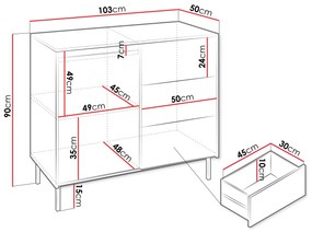 Komoda Somkera 1D3SZ (kašmír + čierna) . Vlastná spoľahlivá doprava až k Vám domov. 1103677