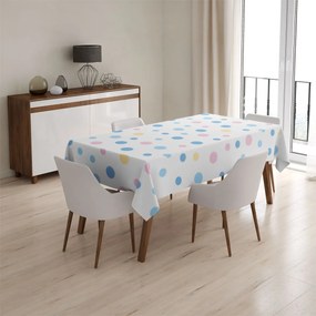 Sablio Obrus Farebné bodky na biele - 130x130 cm