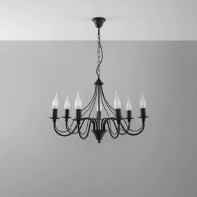 Luster Minerwa 7, čierne telo svietidla