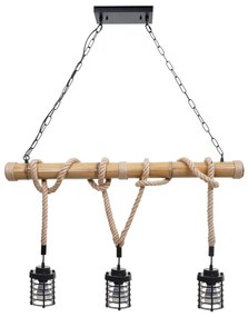 Závesné svietidlo H82 industrial, klietka 3 74203 - kov / bambus - Čierna