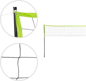 MOVEPRO Sieť na volejbal a bedminton 600×242 cm – skladací kovový rám, set s loptou a pumpou