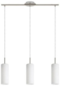 Závesné svietidlo v bielo-striebornej farbe so skleneným tienidlom TROY 3 – EGLO