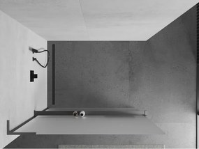 Mexen Kioto+ L, sprchová zástena Walk-In s poličkou a vešiakom 80 x 200 cm, 8mm sklo námraza, grafitový profil, 800-080-123-95-30