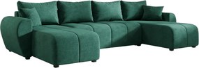 Rozkladacia obojstranná sedacia súprava do U SEVIO 311x145 cm, fľaškovozelená + 2 vankúšiky ZDARMA