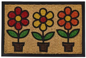Rohožka Kokos + guma Tri kvety – na von aj na doma, 40x60, viacfarebná, chodba / predsieň, Hamat