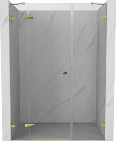 Mexen Lunar, ľavé otočné sprchové dvere 155 cm, číre sklo, zlatý profil, 834S-155-050-50-00-L