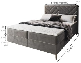 Čalúnená posteľ boxspring ROKIS + topper, 180x200, monolith 37