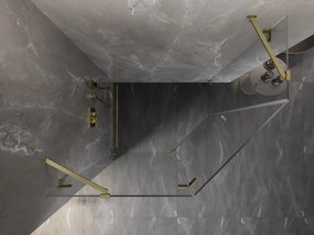 Mexen Lunar, Päťuholníkový sprchový kút Mexen Lunar naklápací doľava 100 x 80 cm, 8mm číre sklo, zlatý matný profil, 831-100L-080P-55-00-L