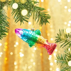 Sklenená ručne vyrobená vianočná ozdoba 7 cm Rainbow Trout – Sass &amp; Belle