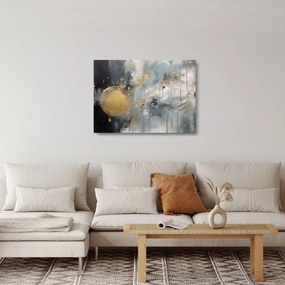 Sklenený obraz - Abstrakcia so zlatou guľou (70x50 cm)