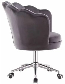 LuxuryForm DESIGN Kreslo FREY VELUR na striebornej podstave s kolieskami - tmavo šedé