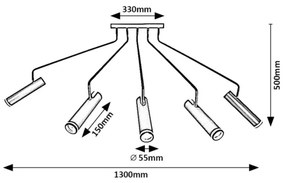 Rabalux 73040 - Prisadený luster SENOBIA 5xGU10/35W/230V