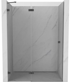 Mexen, Mexen Lunar ľavé výklopné sprchové dvere 130 cm, priehľadné, pištoľovo šedé kartáčované - 834-130-000-66-00-L
