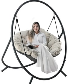 Luxusné závesné kreslo PATIO s vankúšom Sivé vankúše